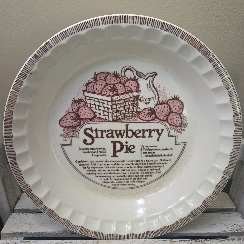 Vtg Royal China by Jeanette USA 11" Strawberry Pie Deep Dish Pie Plate w/ Recipe